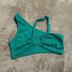 Green One-Shoulder Crop Top
